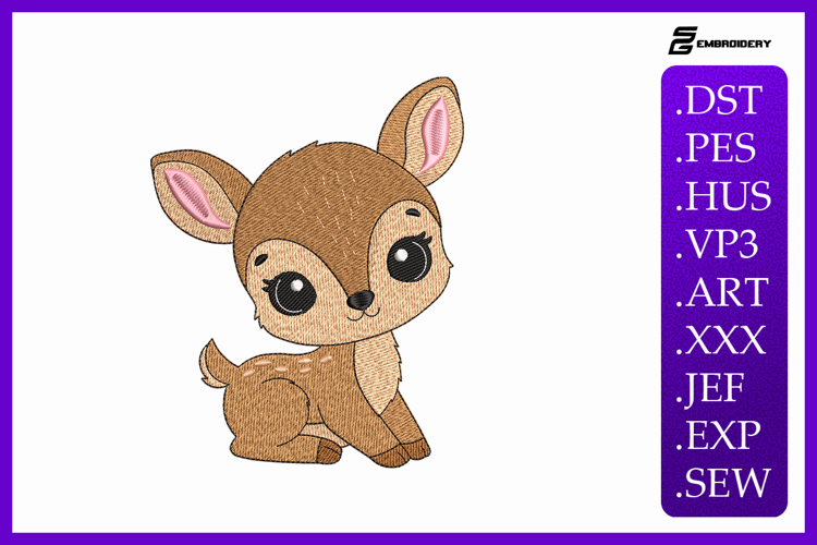 Cute Baby Deer Embroidery Design