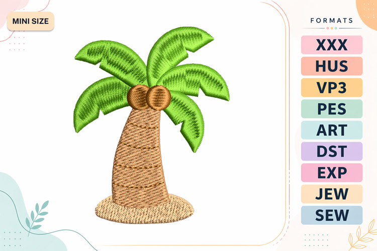 Palm Tree Mini Summer Embroidery Design