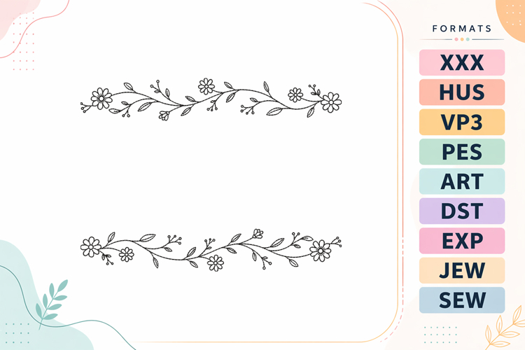 Floral Divider Flowers Embroidery Design