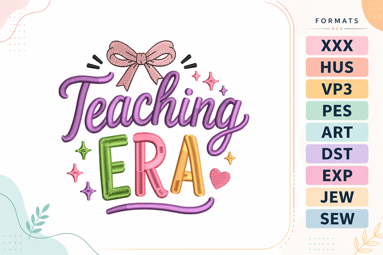 Teaching Era Back To School Embroidery Design