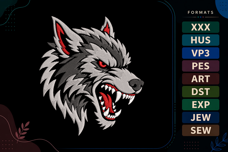Werewolf Head Halloween Embroidery Design