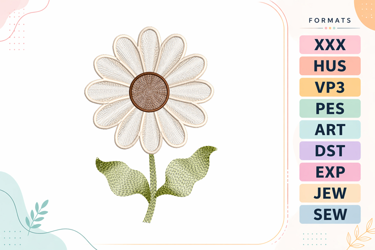 Ripple Daisy Floral Embroidery Designs For Machine