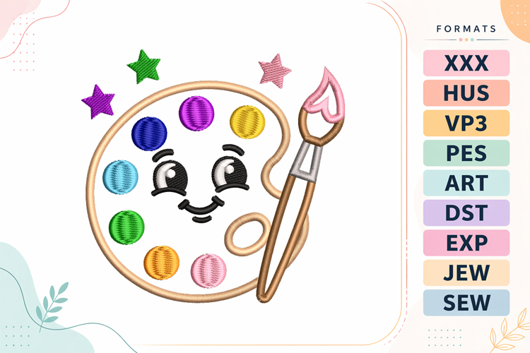 Paint Palette Applique Back To School Embroidery Design