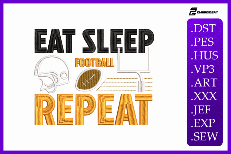 American Football Quote Sports Embroidery Design