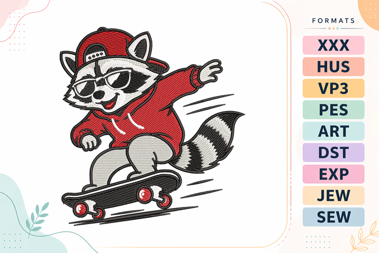 Streetwear Raccoon Art Embroidery Design