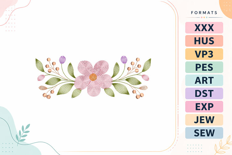 Floral Border Ripple Stitch Embroidery Designs For Machine example image 1