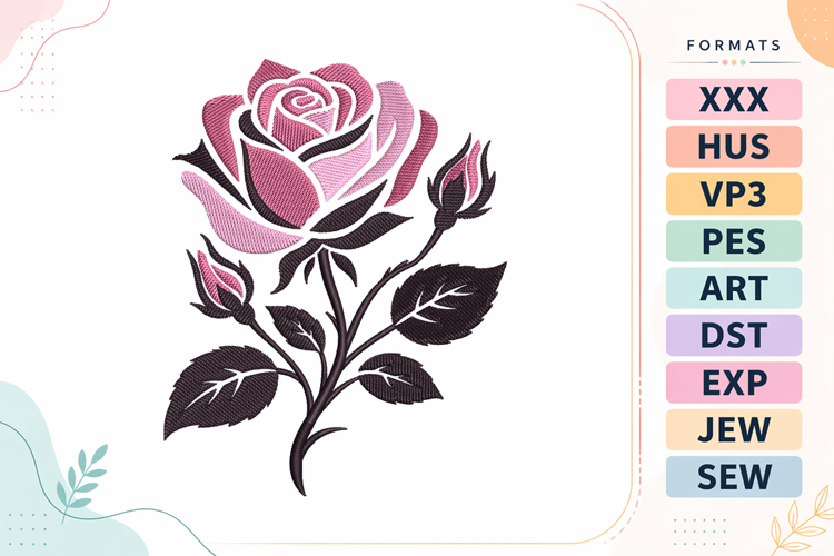 Gothic Rose Motif Embroidery Designs For Machine