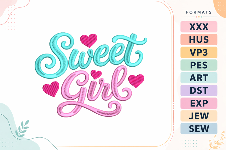 Sweet Girl Baby Quote Embroidery Design