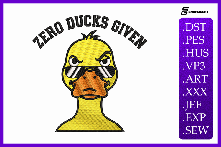 Zero Ducks Given Funny Duck Embroidery Design