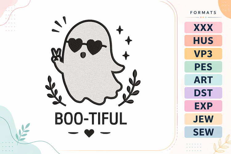Boo-tiful Ghost Halloween Embroidery Design