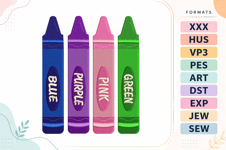 Crayon Back To School Embroidery Design