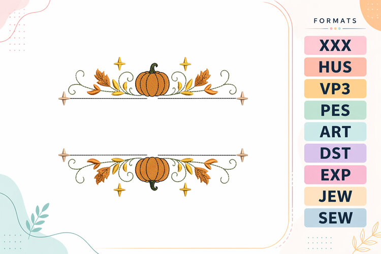 Halloween Pumpkin Split Frame Embroidery Design example image 1