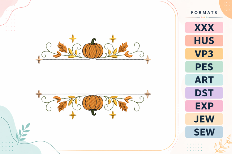 Halloween Pumpkin Split Frame Embroidery Design