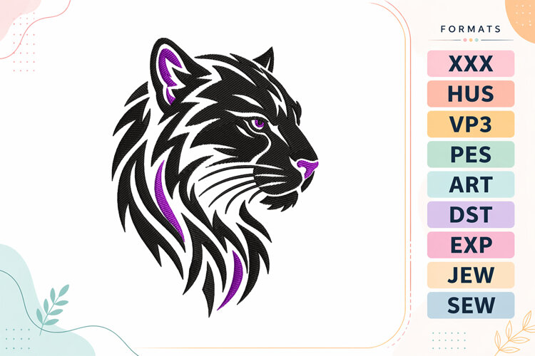 Black Panther Art Embroidery Design example image 1