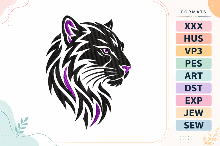 Black Panther Art Embroidery Design