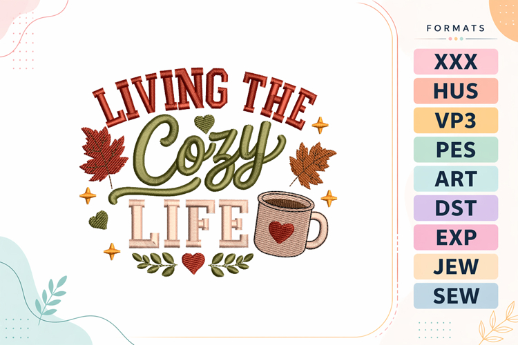 Fall Coffee Vibes Embroidery Design