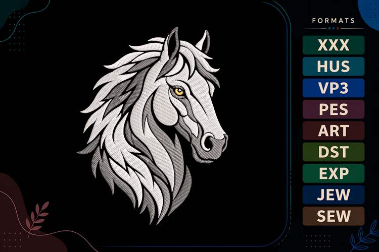 Elegant Horse Profile Embroidery Design