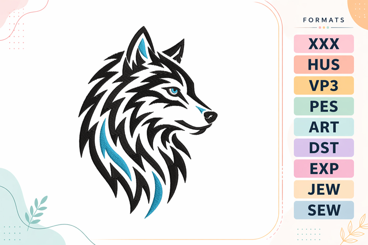 Blue Eye Husky Dog Embroidery Design