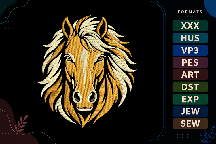 Palomino Horse Art Embroidery Design