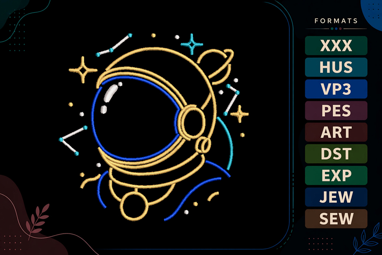 Minimalist Astronaut Space Explorer Embroidery Design