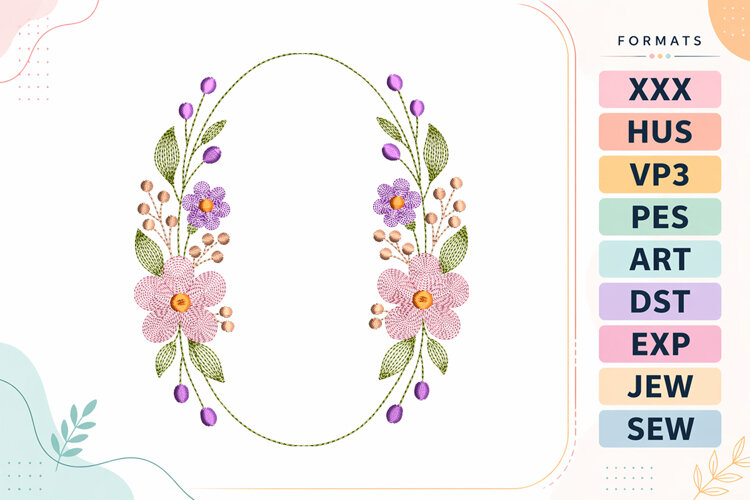 Floral Wreath Ripple Frame Embroidery Designs For Machine example image 1
