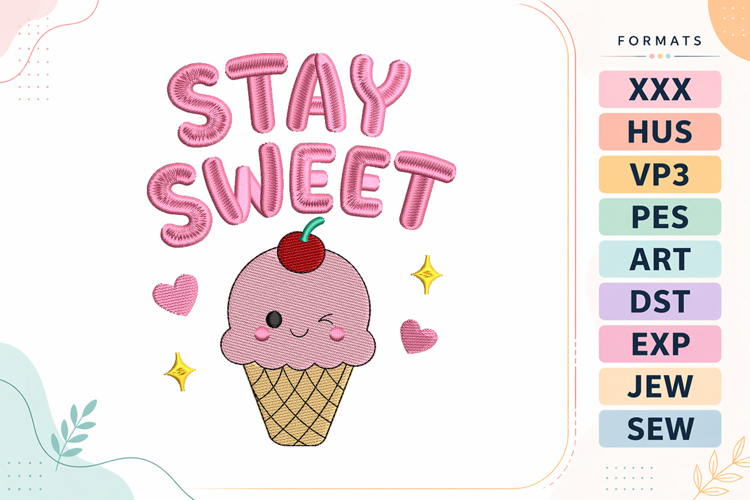 Sweet Ice Cream Summer Quote Embroidery Design