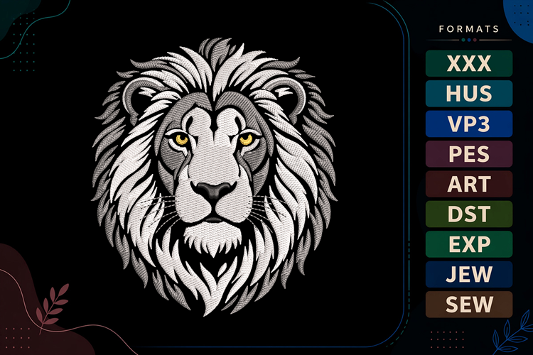 Lion Head Portrait Embroidery Design