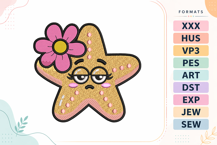 Summer Cute Starfish Embroidery Design