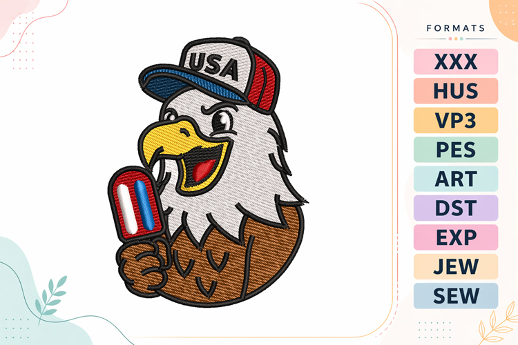 Patriotic Eagle 4th of July Embroidery Design
