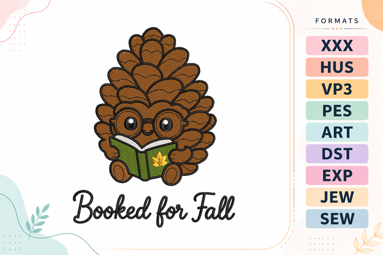 Booked for Fall Embroidery Design