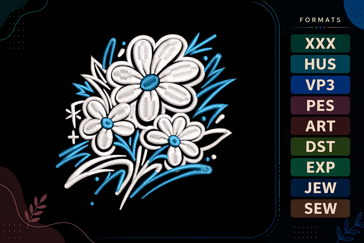 Fall Daisy Bouquet Embroidery Design