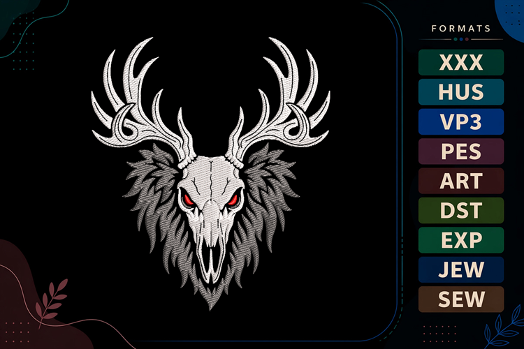 Halloween Deer Skull Embroidery Design