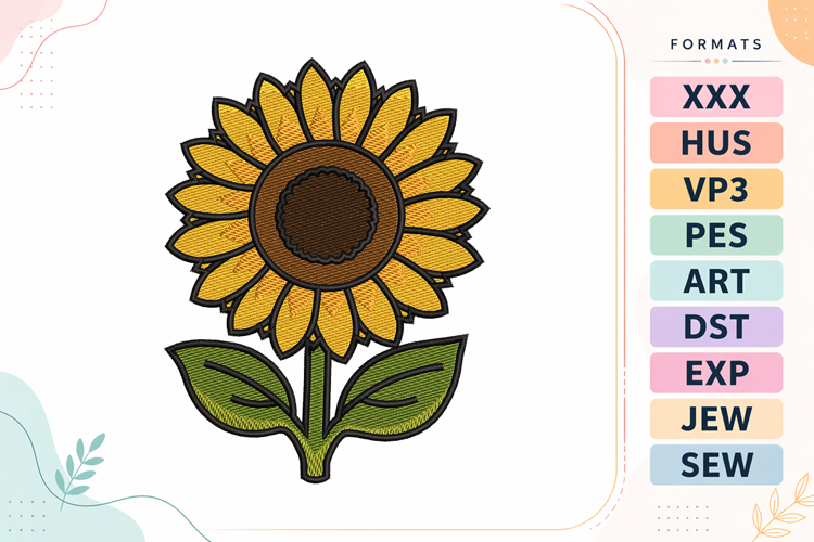 Sunflower Floral Motif Embroidery Design