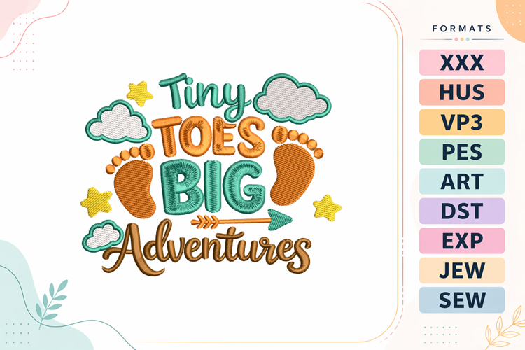 Big Adventures Baby Quote Embroidery Design