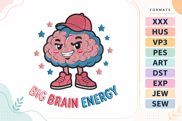 Brain Energy Back To School Embroidery Design