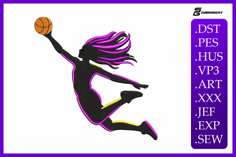 Girls Basketball Sport Embroidery Design
