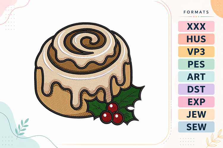 Christmas Cinnamon Roll Pastry Embroidery Designs