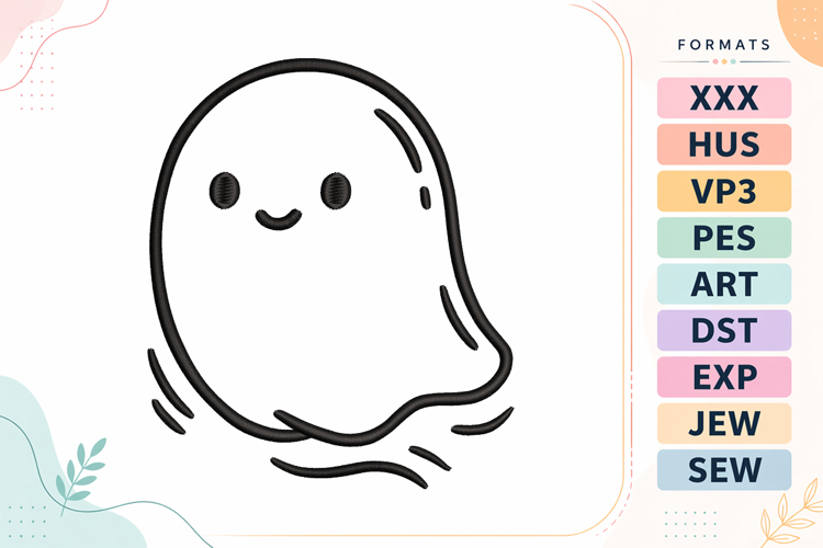Cute Ghost Halloween Embroidery Design