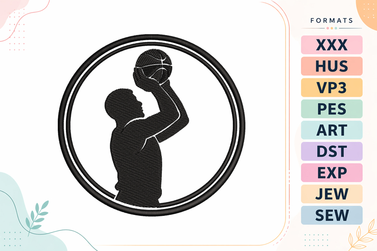 Basketball Player Silhouette Embroidery Design