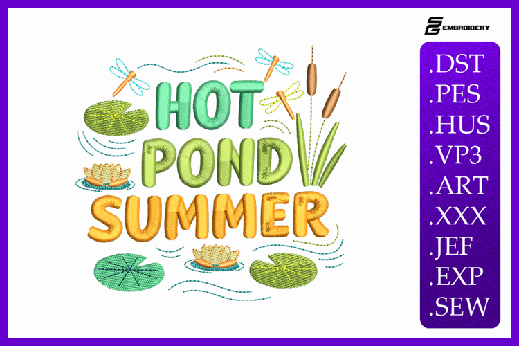 Hot Pond Summer Embroidery Design