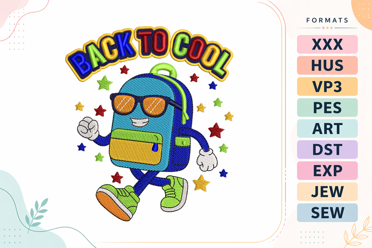 Back To School Backpack Embroidery Design