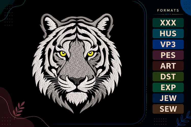 Tiger Head Portrait Embroidery Design