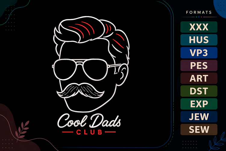 Cool Dads Club Fathers Day Quote Embroidery Design