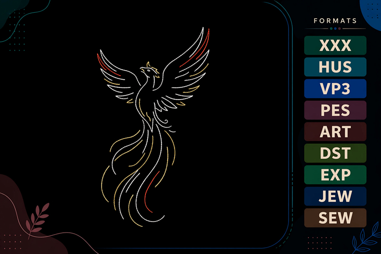 Phoenix Bird Mythical Embroidery Design