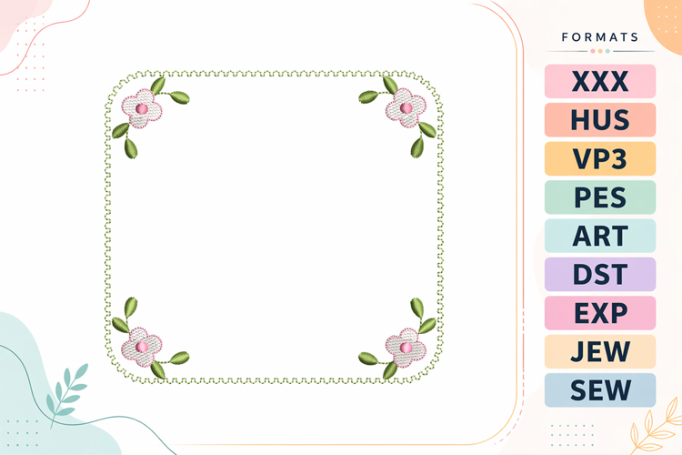Floral Scalloped Frame Embroidery Design
