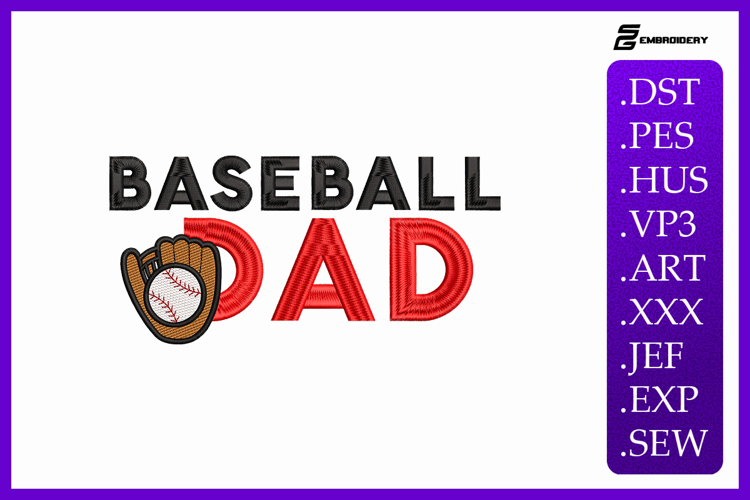Baseball Fathers Day Sport Quote Embroidery Design
