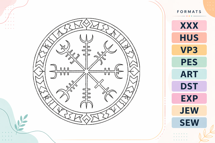 Viking Compass Art Embroidery Design