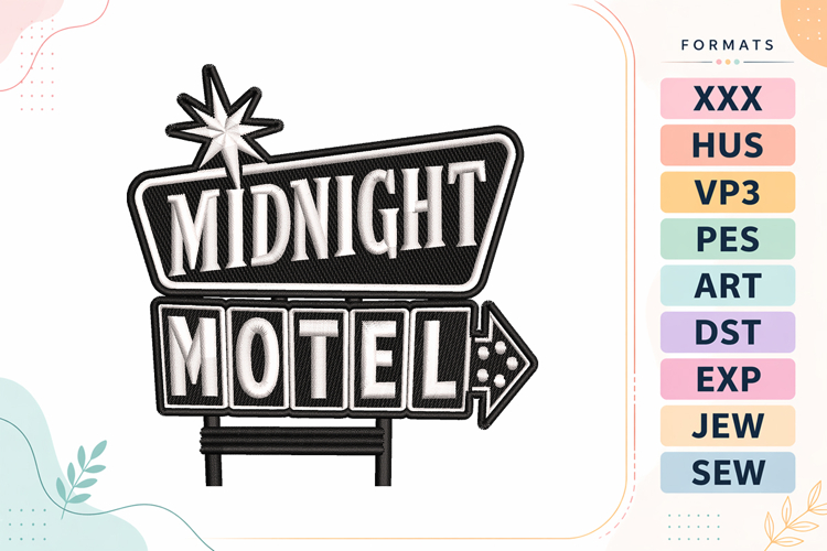 Halloween Retro Motel Sign Embroidery Design