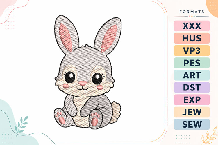 Cute Sitting Bunny Mini Embroidery Designs For Machine example image 1