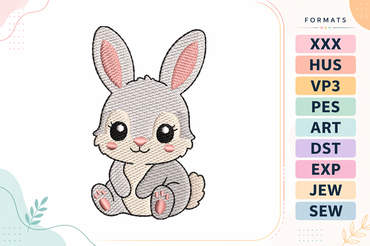 Cute Sitting Bunny Mini Embroidery Designs For Machine